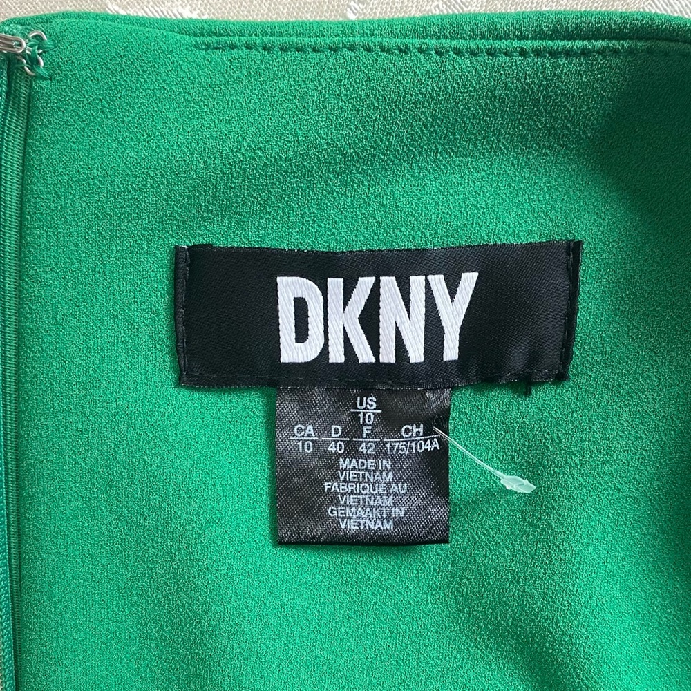 🆕 DKNY Dress Womens size 10 Green Short Tulip Sleeve Professional Business NWT - Picture 4 of 10